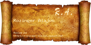 Rozinger Alajos névjegykártya
